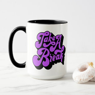 Take A Break - Groovy Retro 70s Purple Black Mug