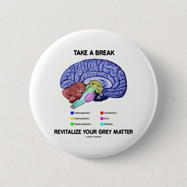 Take A Break Revitalize Your Grey Matter (Brain) 2 Inch Round Button (Front)
