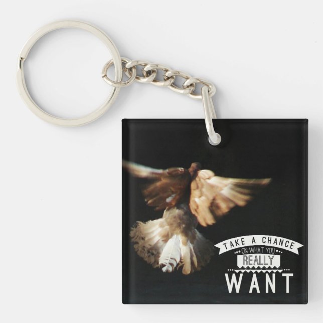Take a Chance Pigeon Keychain (Front)