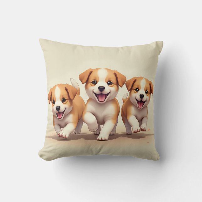 Take a cozy break with your smart and cute dog!! throw pillow (Front)