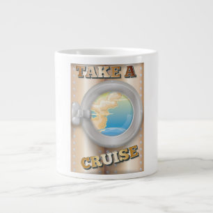 Take a Cruise cartoon travel poster Large Coffee Mug