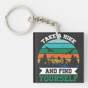 Take a Hike and Find Yourself Retro Vintage Hiking Keychain