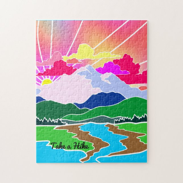 Take a Hike - Colourful Sunset, Mountains and Rive Jigsaw Puzzle (Vertical)