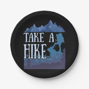 Take a Hike I love Hiking camping Paper Plate