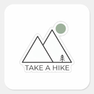 Take A Hike Minimalist Mountain Line Art Sticker