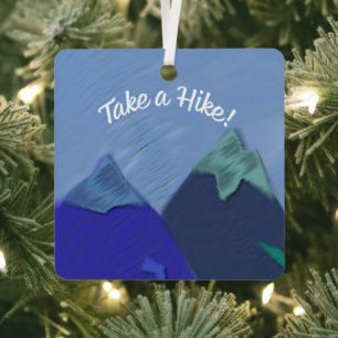 Take a Hike Mountain Peak Metal Ornament
