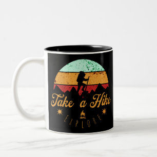 Take A Hike, Mountains, Outdoors, Nature, Vintage Two-Tone Coffee Mug