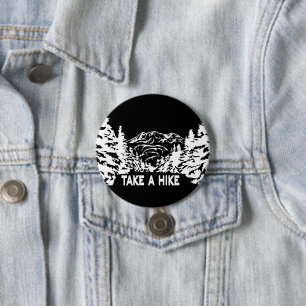 Take a Hike quote monochrome mountain landscape 3 Inch Round Button