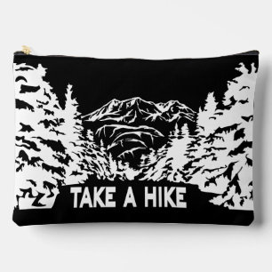 Take a Hike quote monochrome mountain landscape Accessory Pouch