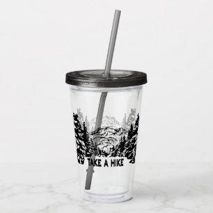 Take a Hike quote monochrome mountain landscape Acrylic Tumbler