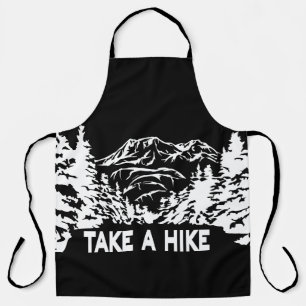 Take a Hike quote monochrome mountain landscape Apron