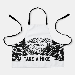 Take a Hike quote monochrome mountain landscape Apron