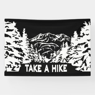 Take a Hike quote monochrome mountain landscape Banner