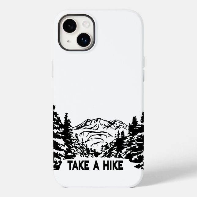 Take a Hike quote monochrome mountain landscape Case-Mate iPhone Case (Back)