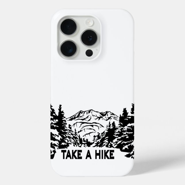 Take a Hike quote monochrome mountain landscape Case-Mate iPhone Case (Back)