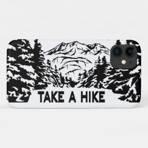 Take a Hike quote monochrome mountain landscape iPhone 11 Case