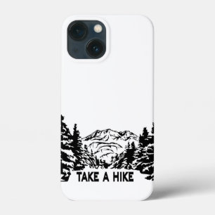 Take a Hike quote monochrome mountain landscape iPhone 13 Mini Case