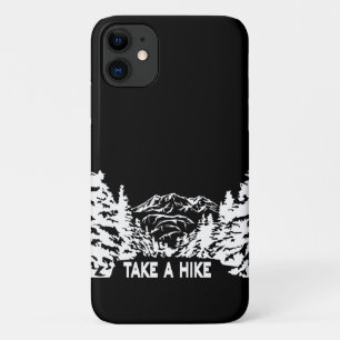 Take a Hike quote monochrome mountain landscape iPhone 11 Case