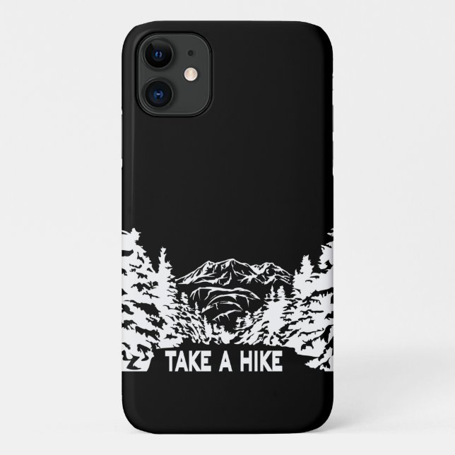 Take a Hike quote monochrome mountain landscape Case-Mate iPhone Case (Back)