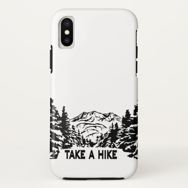 Take a Hike quote monochrome mountain landscape Case-Mate iPhone Case (Back)