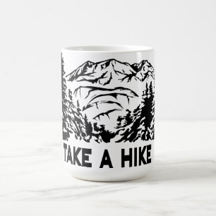 Take a Hike quote monochrome mountain landscape Coffee Mug