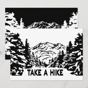 Take a Hike quote monochrome mountain landscape Holiday Card