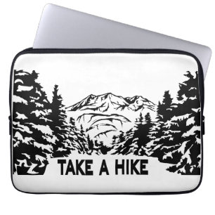 Take a Hike quote monochrome mountain landscape Laptop Sleeve