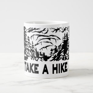 Take a Hike quote monochrome mountain landscape Large Coffee Mug