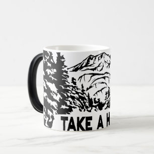 Take a Hike quote monochrome mountain landscape Magic Mug