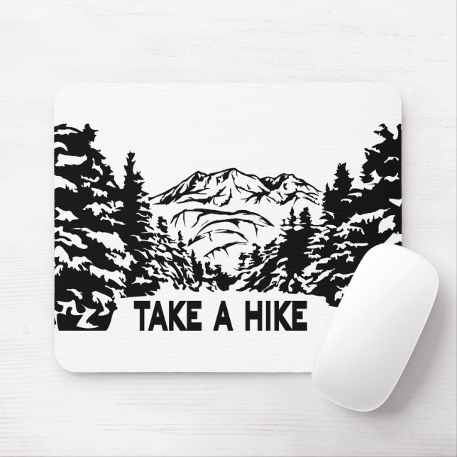 Take a Hike quote monochrome mountain landscape Mouse Pad (With Mouse)