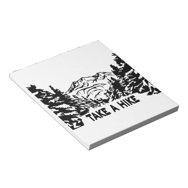 Take a Hike quote monochrome mountain landscape Notepad (Angled)