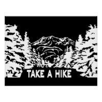 Take a Hike quote monochrome mountain landscape