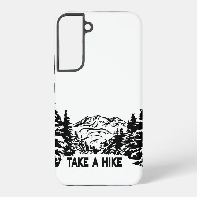 Take a Hike quote monochrome mountain landscape Samsung Galaxy S22+ Case (Back)