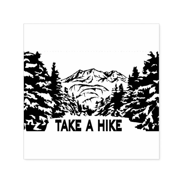 Take a Hike quote monochrome mountain landscape Self-inking Stamp (Design)