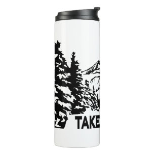 Take a Hike quote monochrome mountain landscape Thermal Tumbler