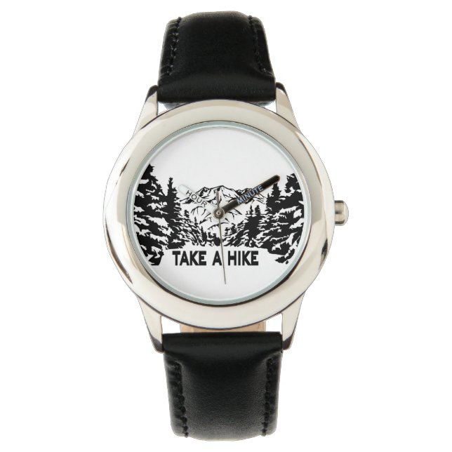 Take a Hike quote monochrome mountain landscape Watch (Front)