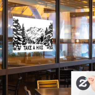 Take a Hike quote monochrome mountain landscape Window Cling