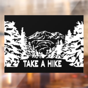 Take a Hike quote monochrome mountain landscape Window Cling