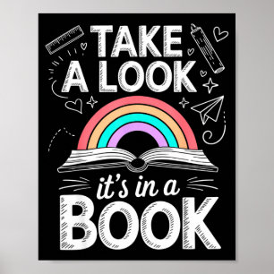 Take a look in a book chalkboard team bookworm poster