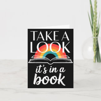 Take a look in a book retro reading bookworm card