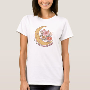 Take a moment to breathe groovy boho moon floral T-Shirt
