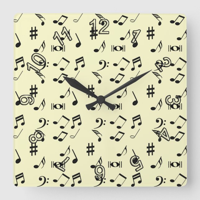 Take A Note Square Wall Clock (Front)