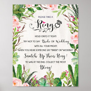 Take a Ring Game Fiesta Cactus Bridal Shower Poster