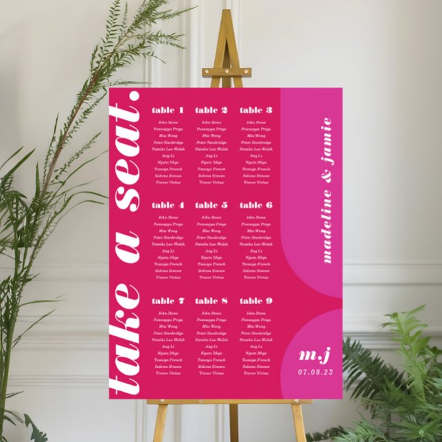 Take a Seat Pink Magenta Retro Style Seating Chart (Take a Seat Pink Magenta Retro Style Seating Chart)