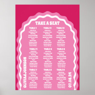 Take a Seat Pink Magenta Retro Wavy Arch Style Poster
