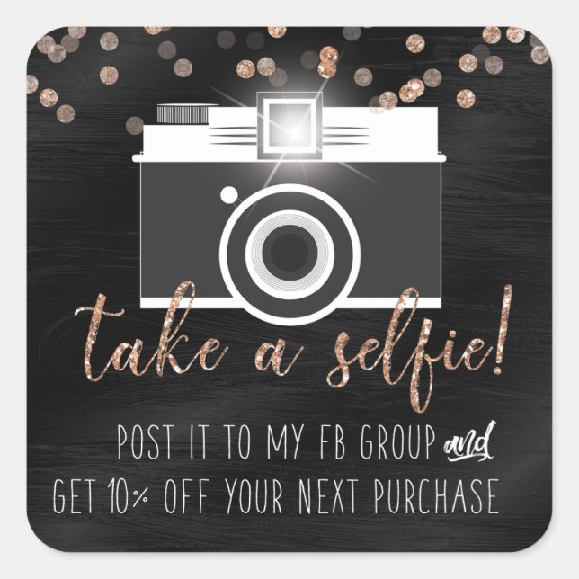 Take a Selfie Customer Loyalty Sticker Black Paint (Front)
