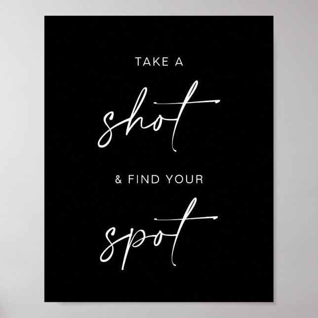 Take a Shot + Find Your Spot | Minimalist Wedding  Poster (Front)