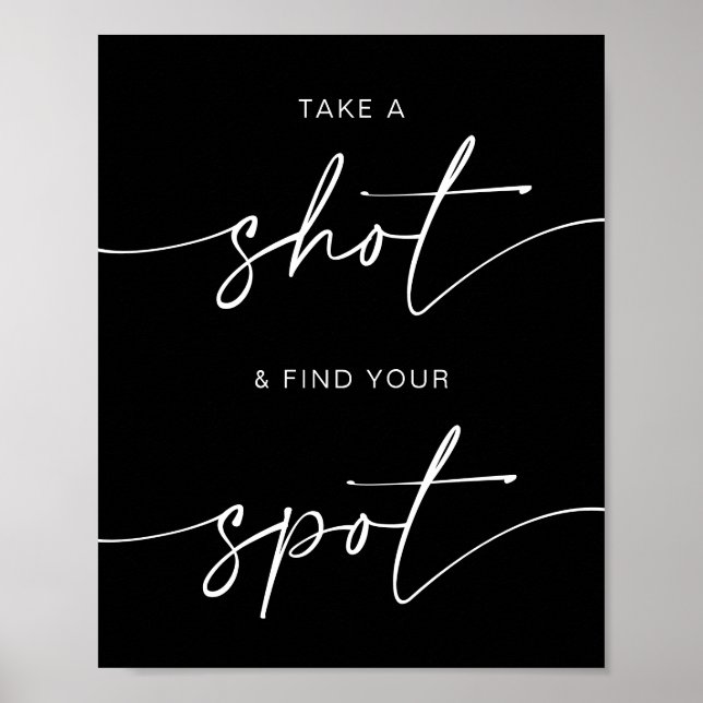 Take a Shot + Find Your Spot | Minimalist Wedding  Poster (Front)