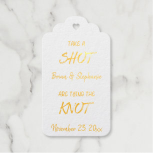 Take A Shot Tying The Knot Personalized Engagement Gift Tags