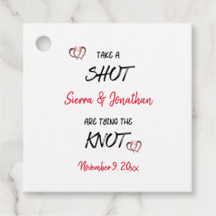Take A Shot Tying The Knot Personalized Wedding  Favour Tags